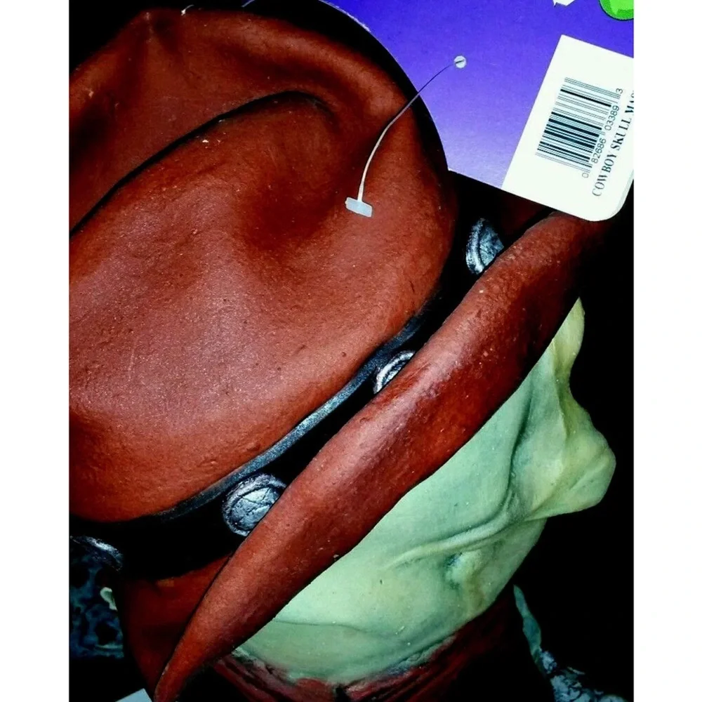 NW scary mask Cowboy SKULL LATEX DELUXE FULL HEAD RUBIES 3389 HARD 2 FINE VINTAG